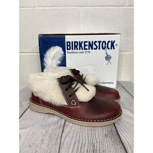 Birkenstock Memphis High Shearling Lined Chestnut Leather Boots EU‎ 38 US 7
